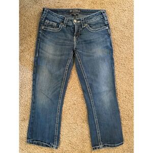 Silver‎ Jeans Co Womens Aiko capri Western Globe works  Size 27 Blue Denim